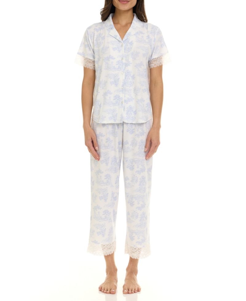 Women's Janelle Notch Top and Capri Pajama Set