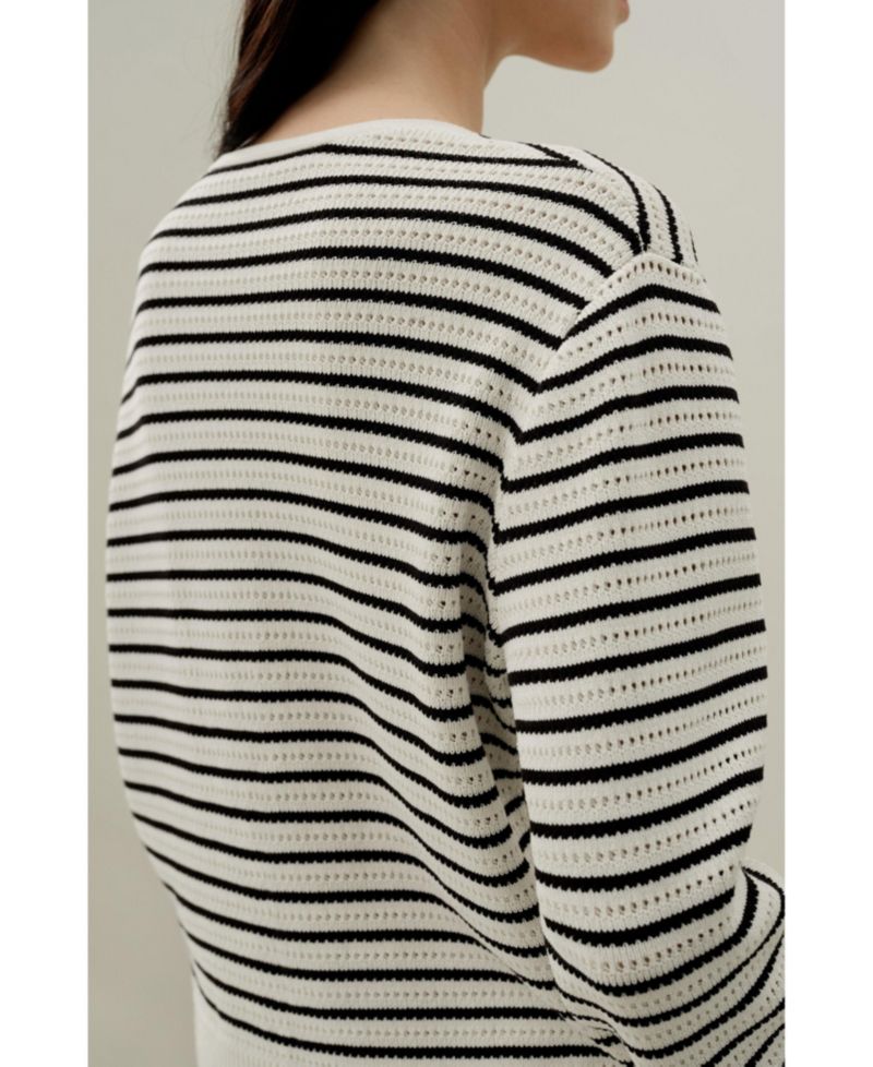 Women's Toscana Striped Pointelle Cardigan