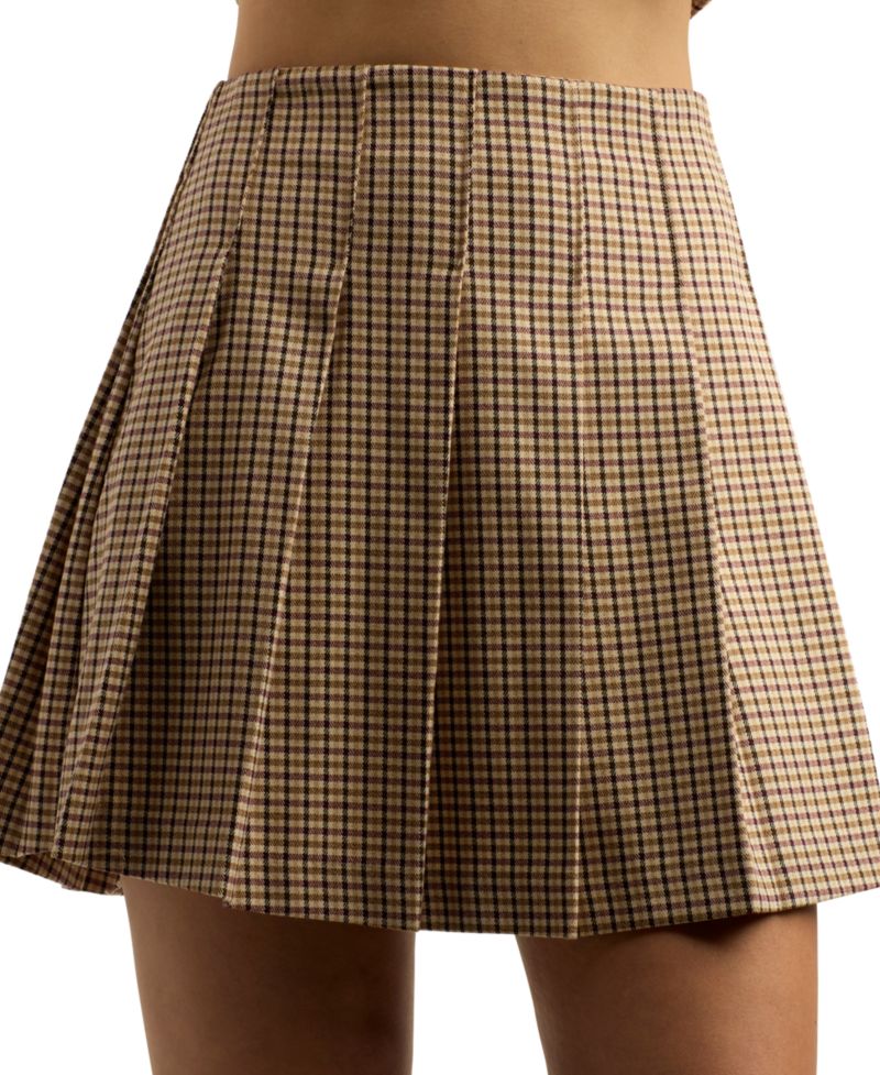 Juniors' Pleated A-Line Mini Skirt