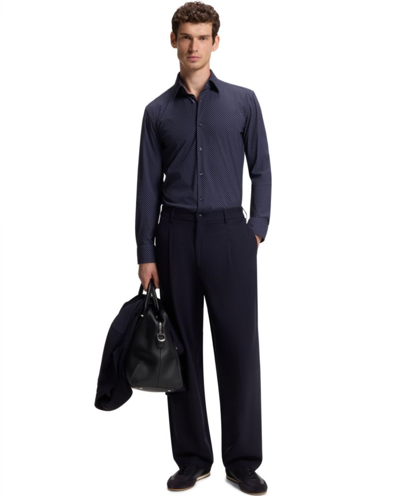 BOSS by Men's Printed Performance-Stretch Fabric Slim-Fit Dress Shirt