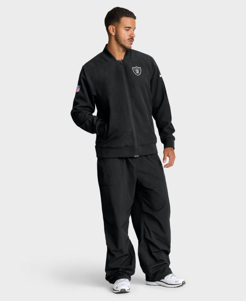 Men's Black Las Vegas Raiders Sideline Powerful Blocking Full-Zip Dri-FIT Bomber Jacket