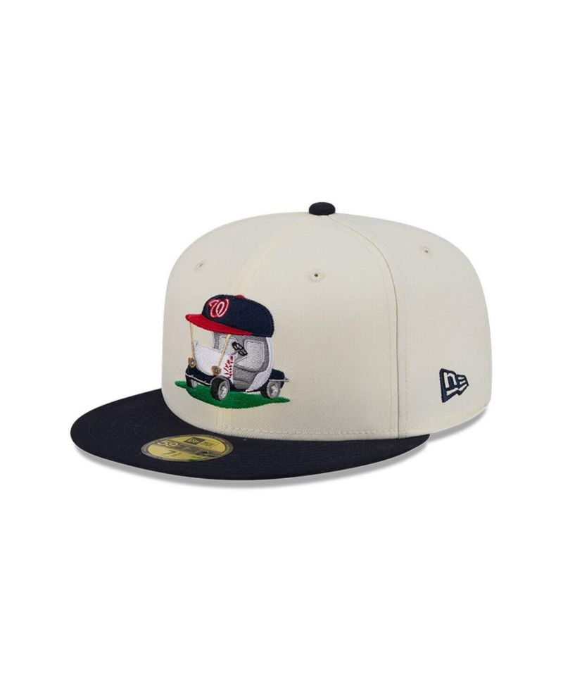 Men's Cream/Navy Washington Nationals Bullpen Cart 59FIFTY Fitted Hat