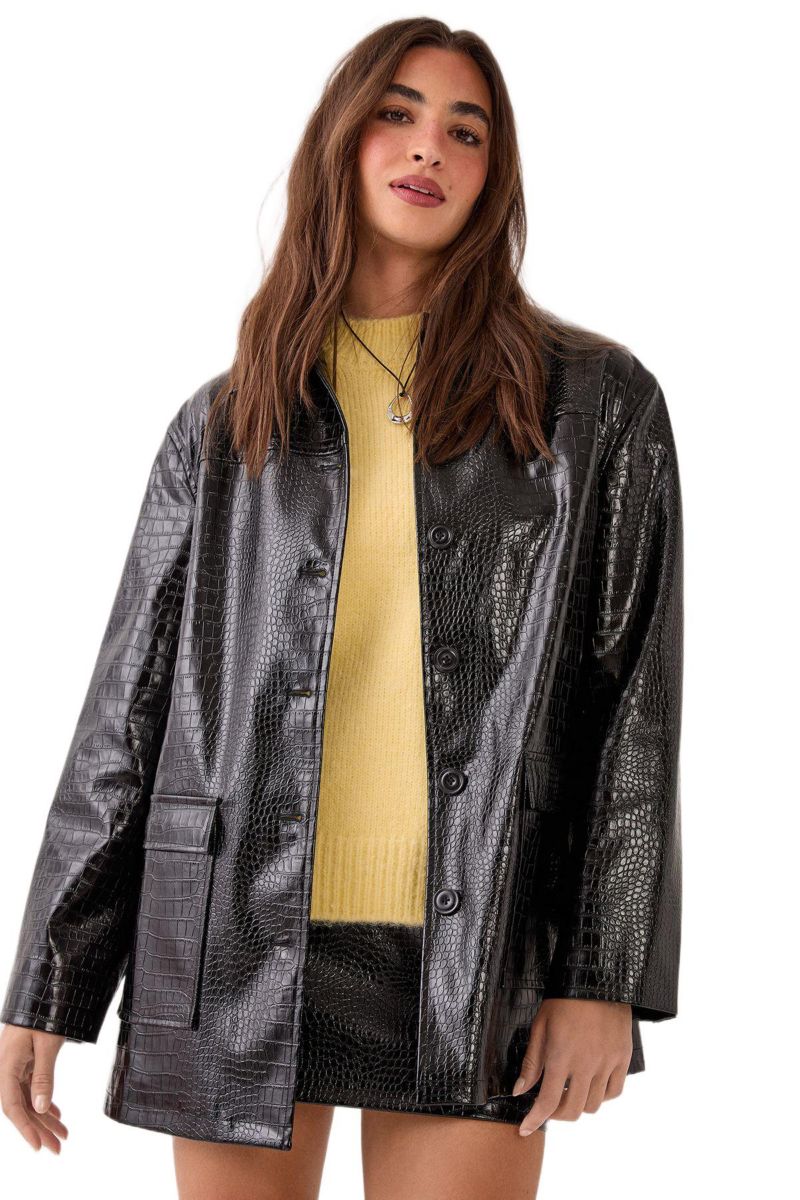 Women's Croc Vinyl Faux Leather Clean Jacket