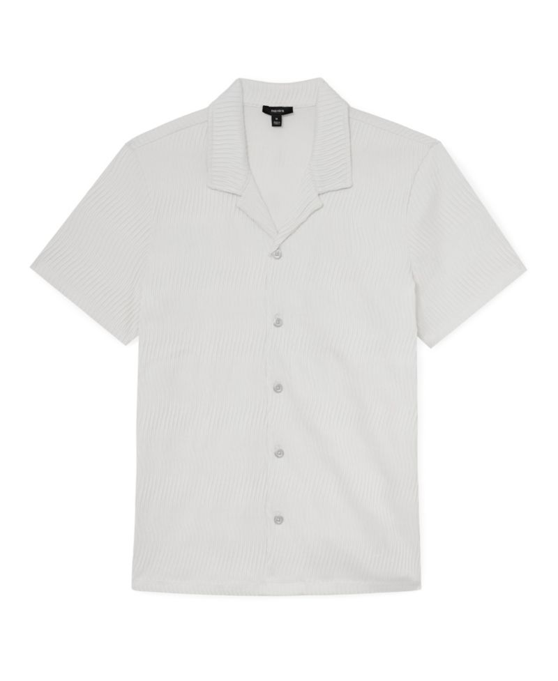 Men's Aleo Textured-Wave Cuban-Collar Shirt