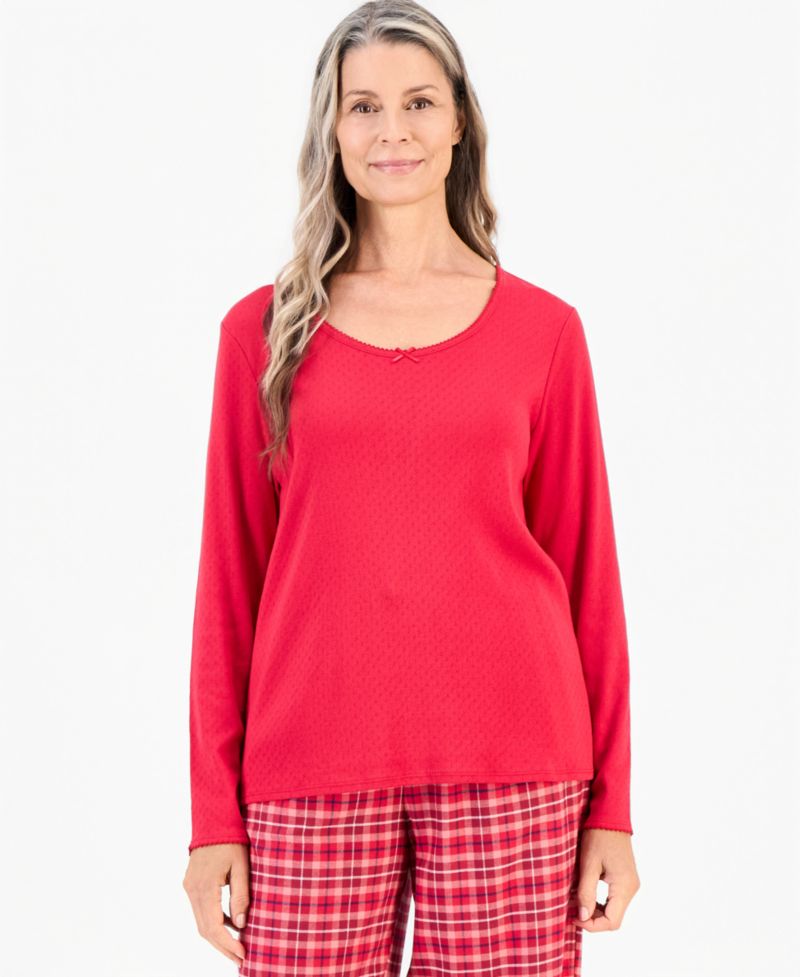 Women's Long Sleeve Pointelle Top