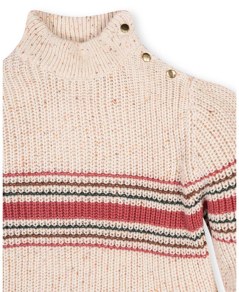 Little and Big Girls (XXS - L) Organic Mock Neck Sweater with Buttons