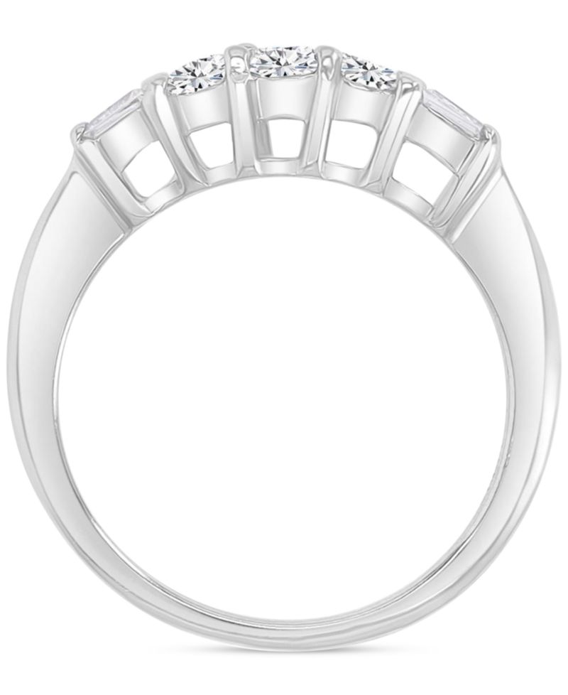 Cubic Zirconia Round & Baguette Promise or Engagement Ring in Sterling Silver