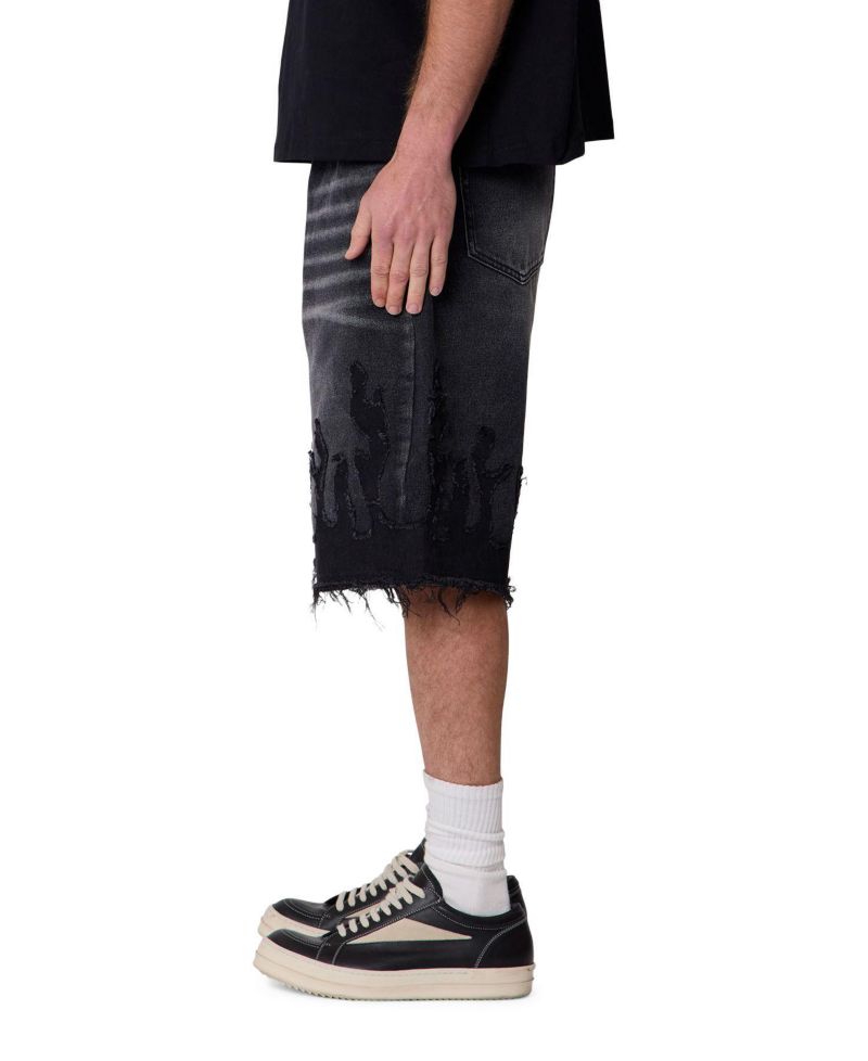 Men's Baggy Flame Denim Shorts