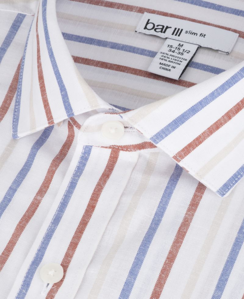 Men's Slim-Fit Linen Oslo Stripe Dress Shirt