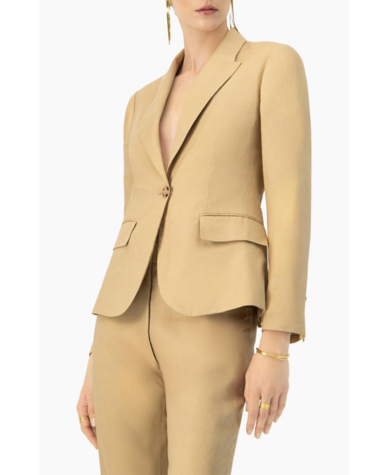 Women's Single-Button Tailored Linen Blazer