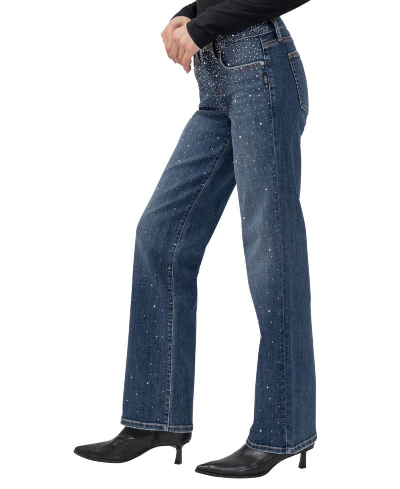 Women's Suki Straight Rhinestone Mid-Rise Jeans