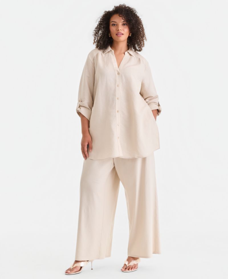 Plus Size Pull-On Wide-Leg Pants