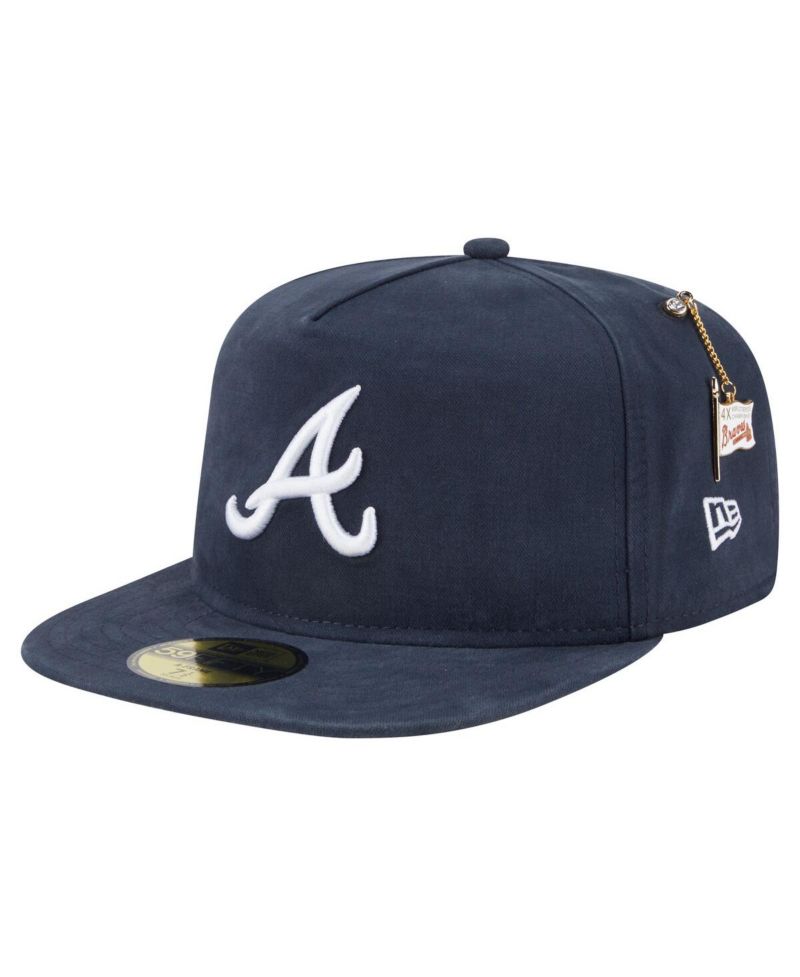 Men's Navy Atlanta Braves Championship Side Flag A-Frame 59FIFTY Fitted Hat