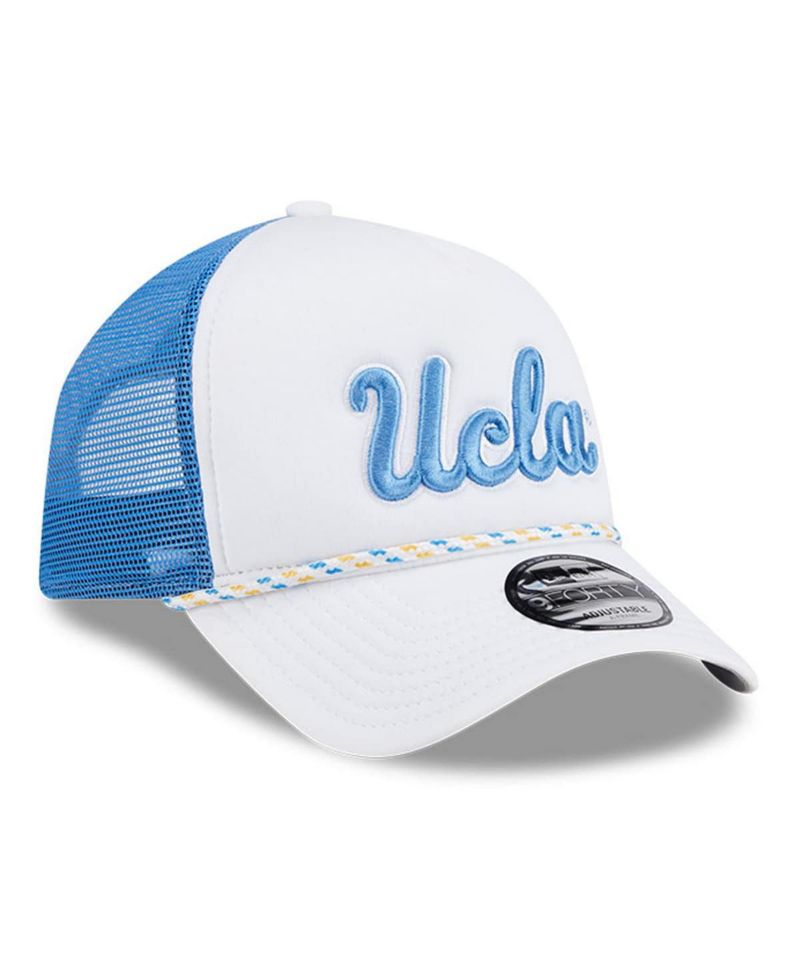 Men's White/Blue UCLA Bruins Court Sport Foam A-Frame 9FORTY Adjustable Trucker Hat