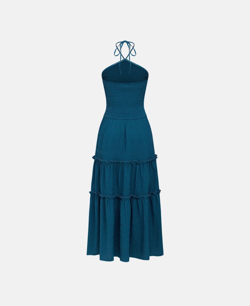 Women's Tahiti Beach Halter Smocked-Bodice Maxi Dress