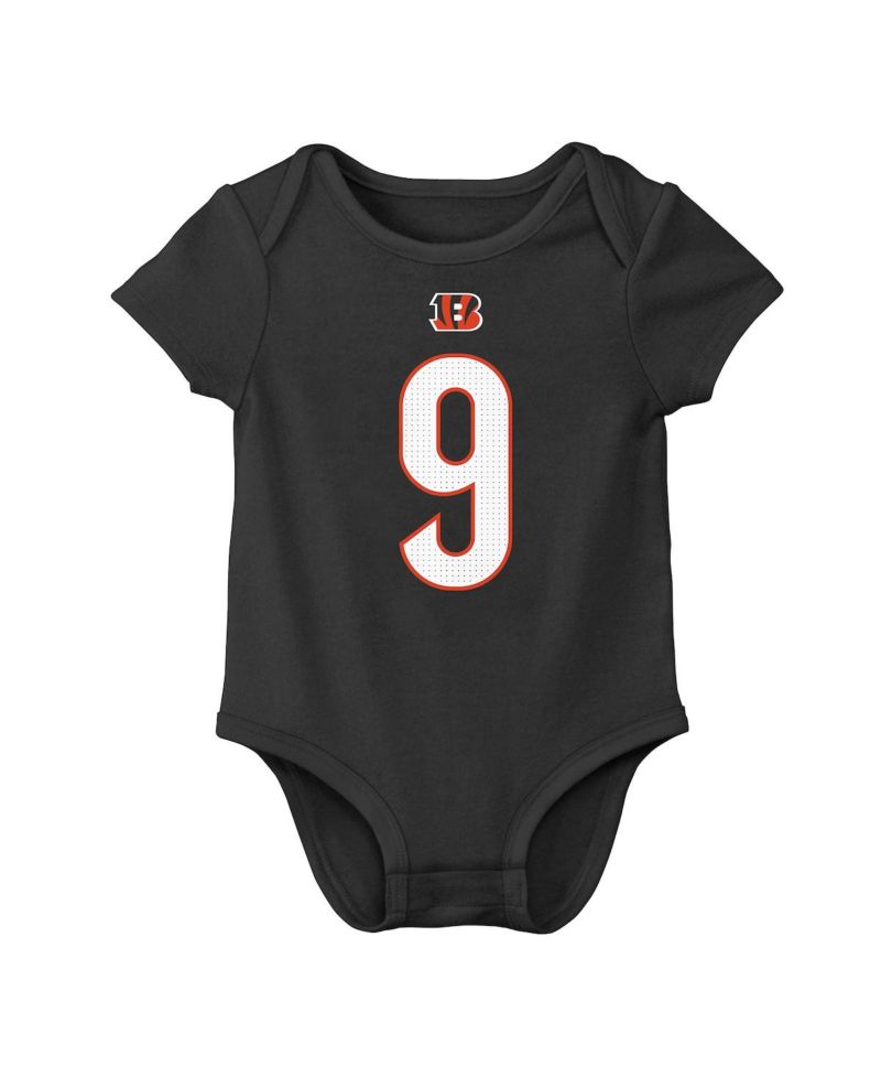 Baby Boys and Girls Joe Burrow Black Cincinnati Bengals Player Name & Number Bodysuit