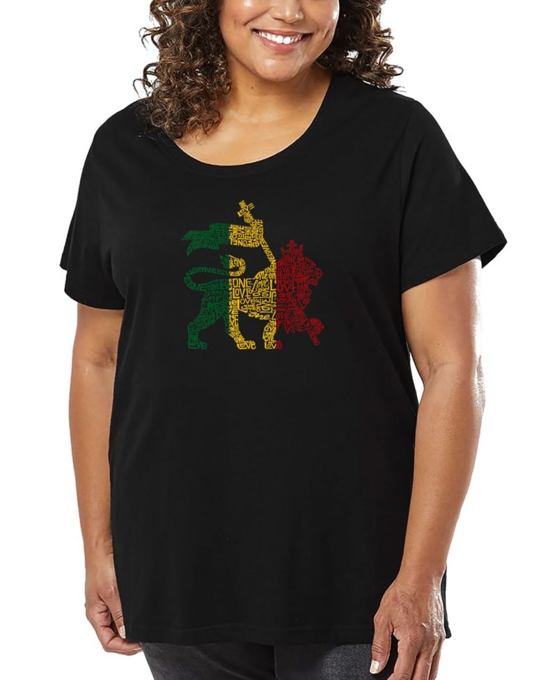 Plus Size Rasta Lion One Love Word Art T-Shirt