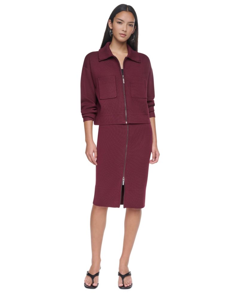 Women's Zip-Up Collared Sweater Jacket