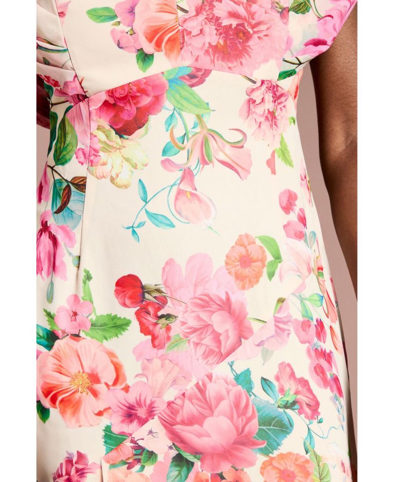 Women's Floral Chiffon Midi Dress