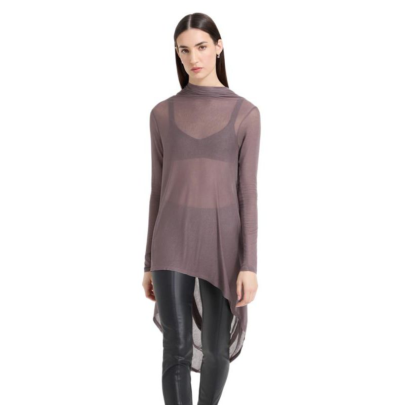 Women's Iris High-Neck Asymmetric Sheer Jersey Tunic