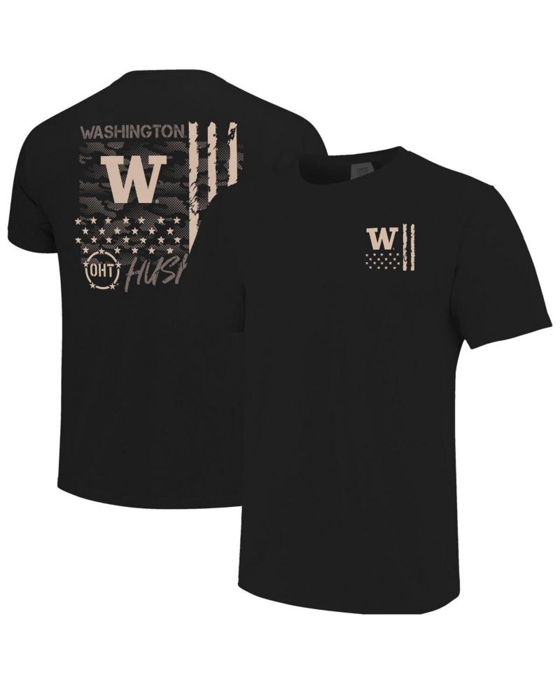 Men's Black Washington Huskies Comfort Colors OHT Camo Overlay T-Shirt