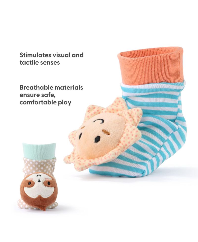 Boho Baby Rattle Socks and Wrist Rattle Set, 5 Piece