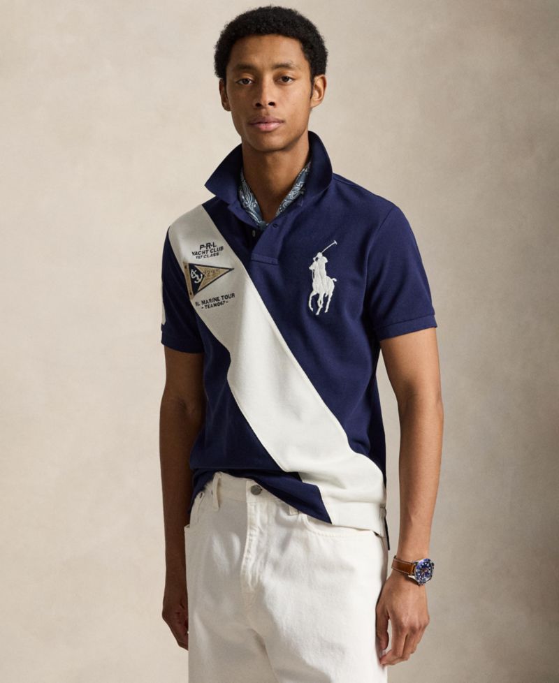Men's Custom Slim-Fit Big Pony Mesh Polo Shirt