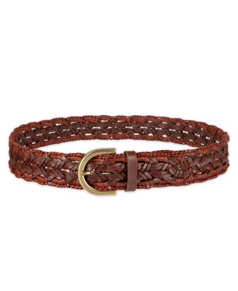 Women's Fully Adjustable Raffia and Leather Braided Belt