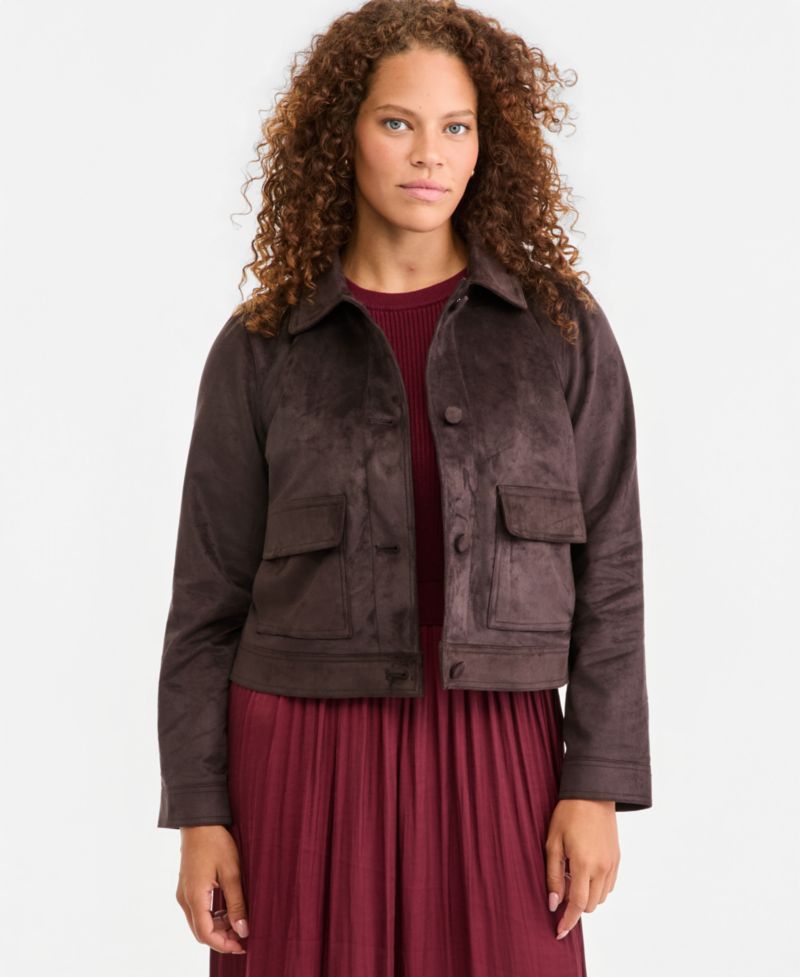 Women's Cropped Faux Suede Jacket