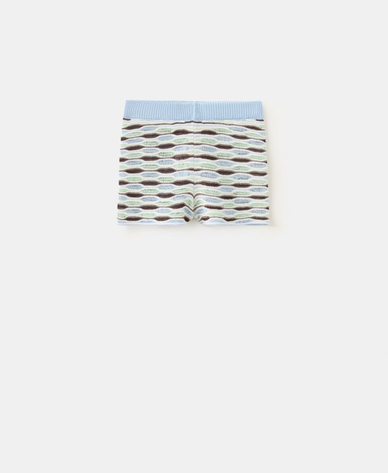 Women's Wavy Stripe Ribbed Knit Shorts