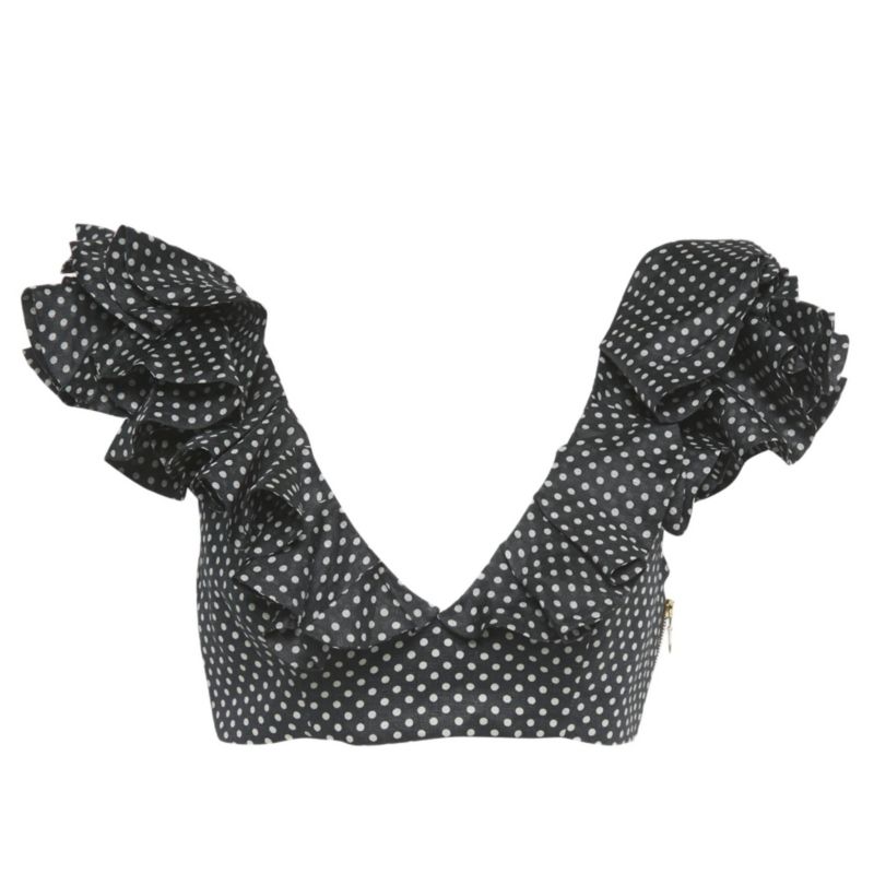 Women's Polka Dots Linen Painted Heart Cascade Top