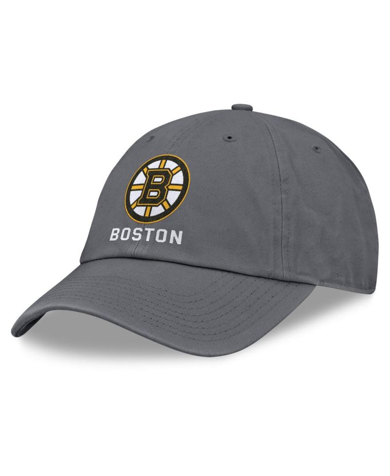 Men's Charcoal Boston Bruins Washed Adjustable Hat