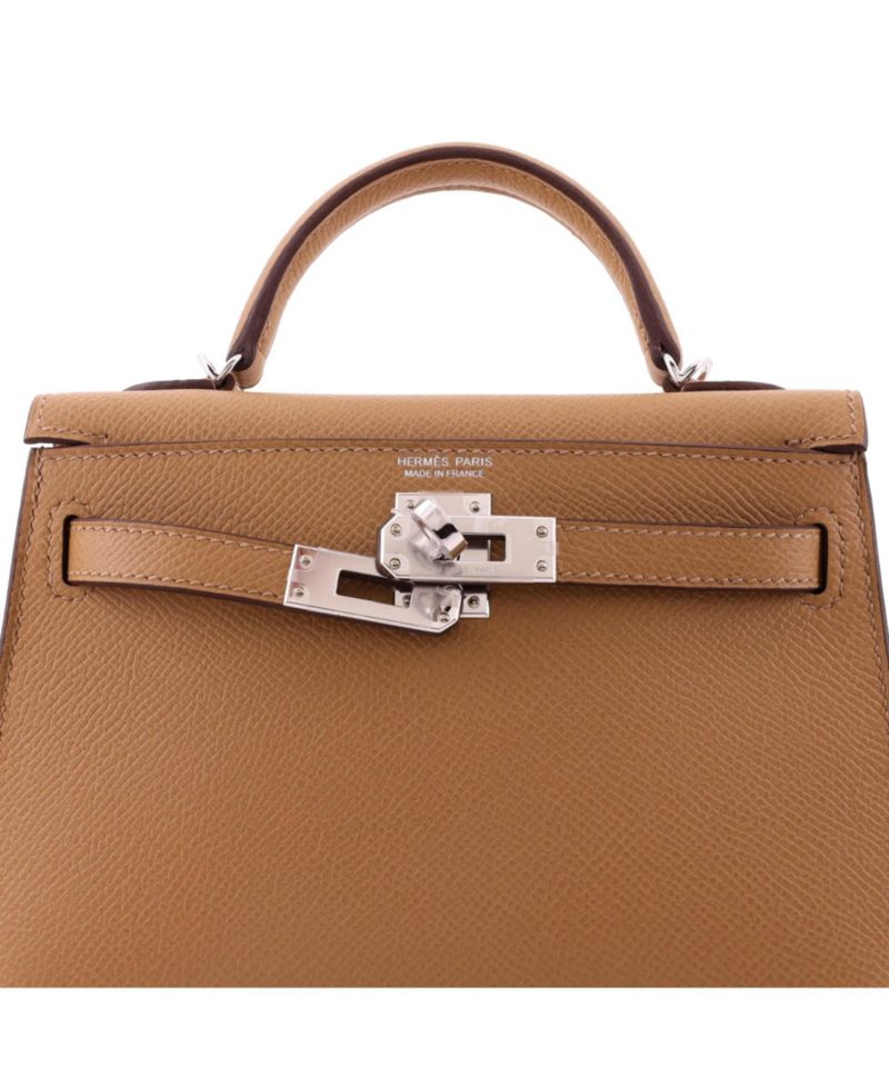 Pre-Owned Hermes Kelly 20 Handbag Brown Epsom with Palladium Hardware
