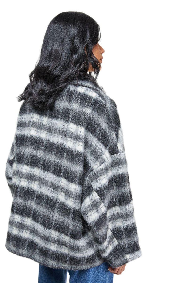 Women's Check Oversized Short Car Coat