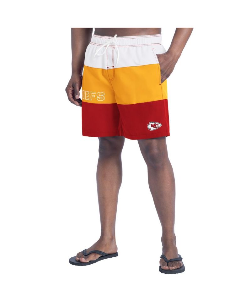 Men's Red/Gold Kansas City Chiefs Sunrise Volley Swim Shorts