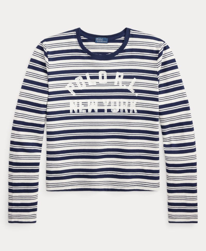 Women's Striped Crewneck Long-Sleeve T-Shirt