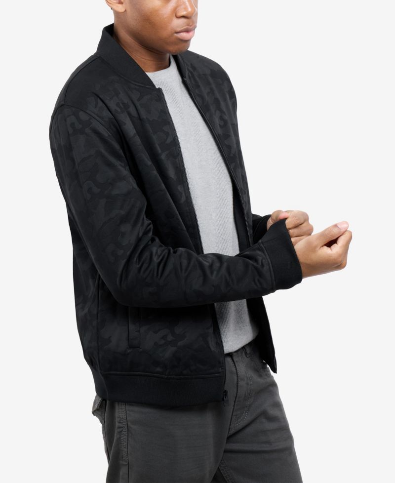 Men's Jacquarded Camouflage Bomber Jacket
