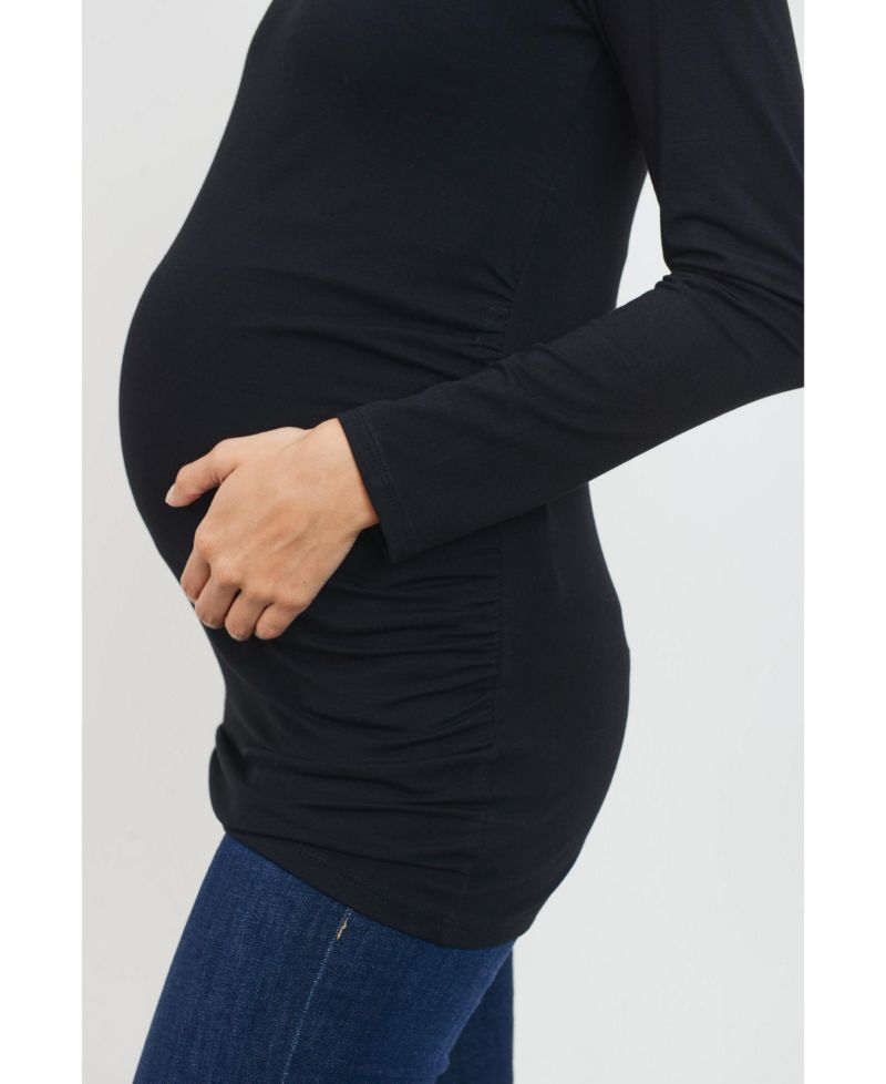 Maternity Casual Side Ruched Long Sleeve Top
