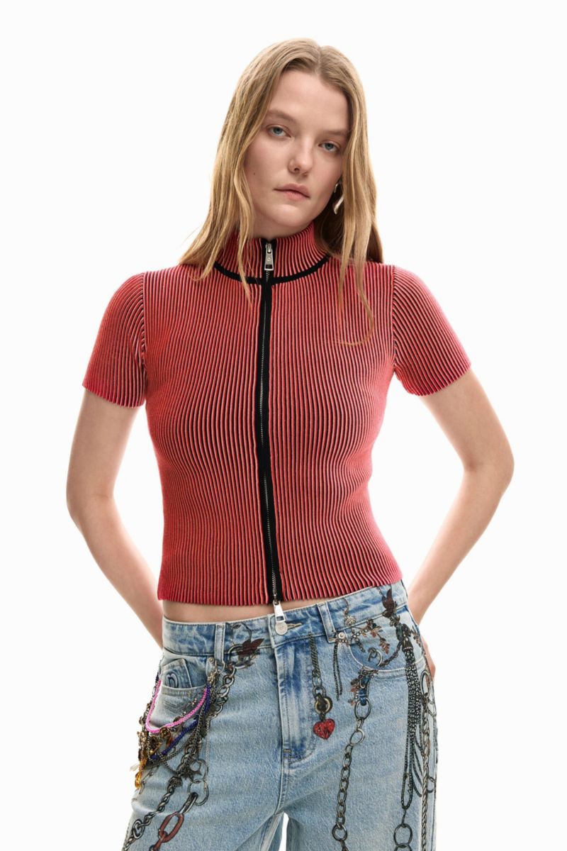 Women's Iridescent T-shirt Zipper