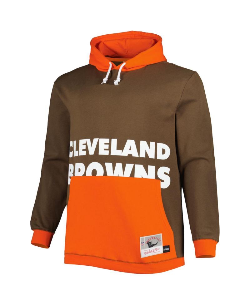 Men's Brown, Orange Cleveland Browns Big and Tall Big Face Pullover Hoodie