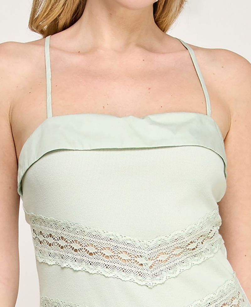 Juniors' Square Neck Drop-Waist Rib-Knit Lawn Mini Dress