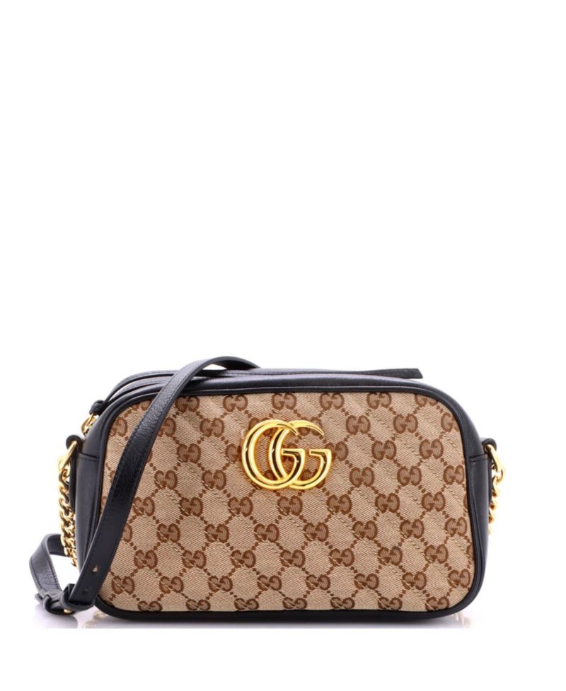 Small GG Marmont Shoulder Bag Diagonal Quilted GG Canvas with Leather