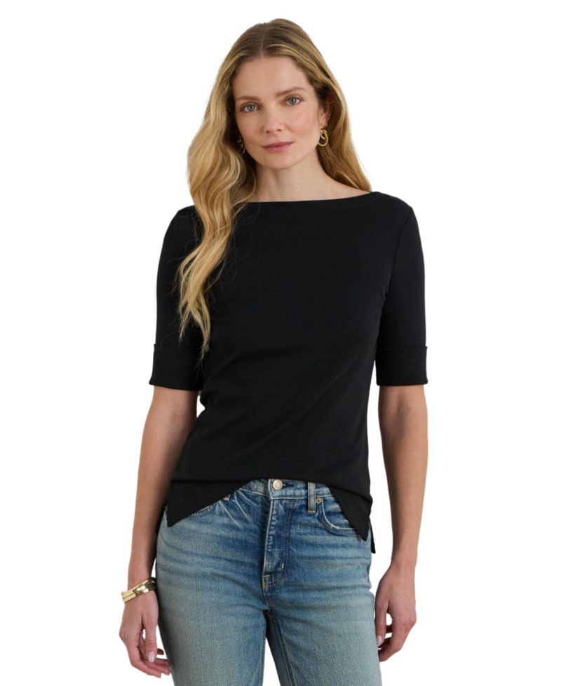 Petite Stretch Boatneck Top