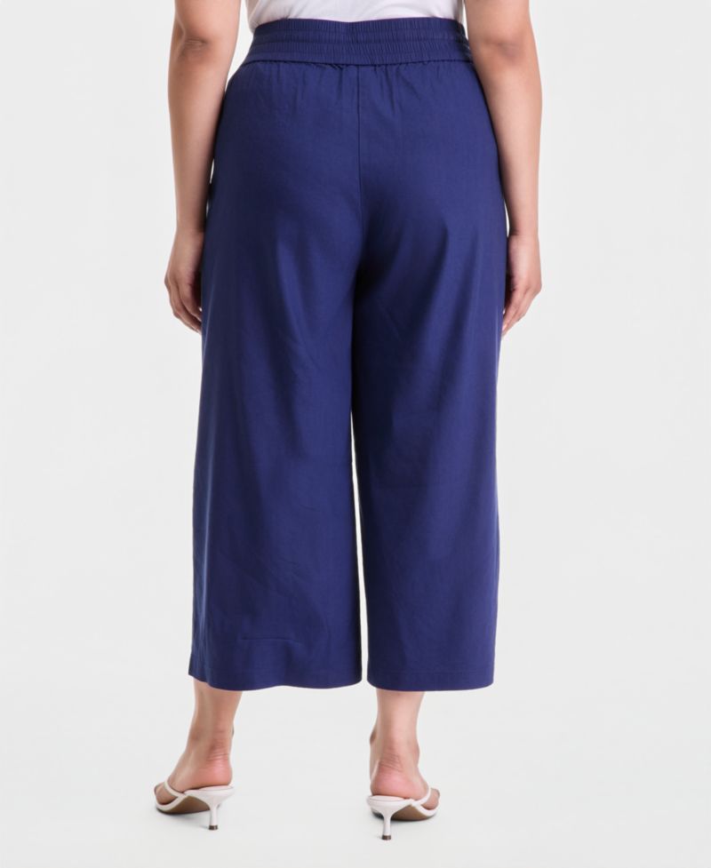 Plus Size High-Rise Cropped Wide-Leg Pants