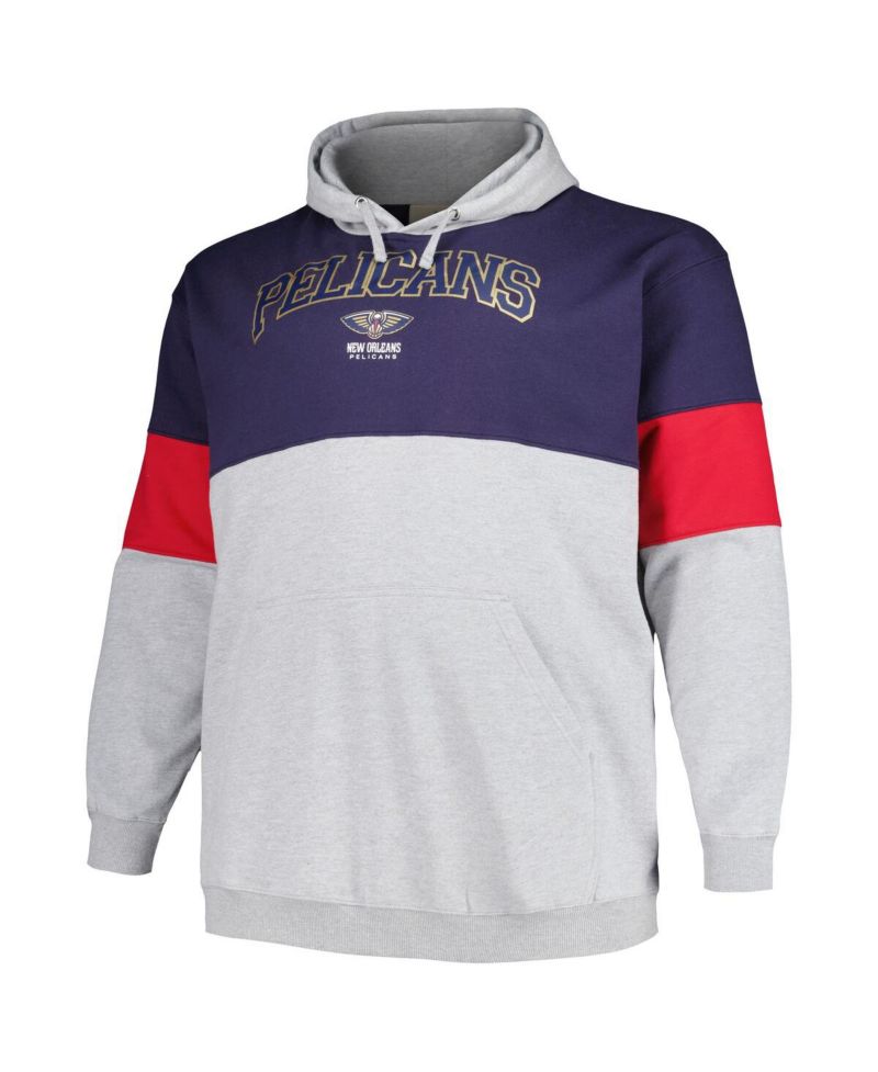 Men's Navy, Red New Orleans Pelicans Big and Tall Pullover Hoodie