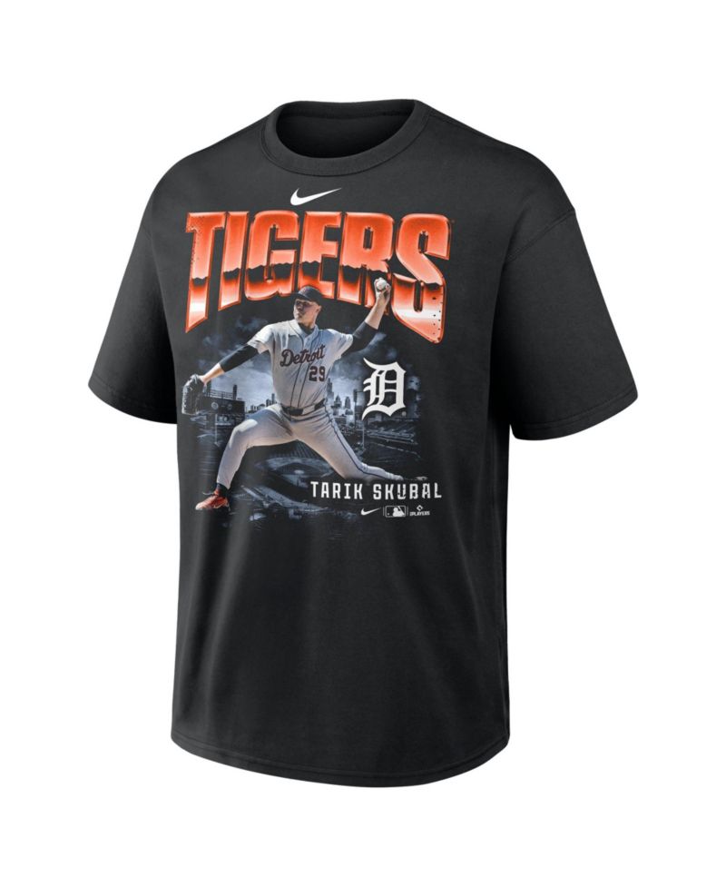Men's Tarik Skubal Black Detroit Tigers Enlarged Player Graphic Max90 Heavyweight T-Shirt