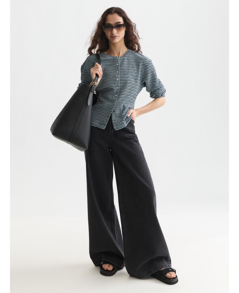 Women's Scotch and Soda Sweatshirts Stripe Button Down Sweatshirt
