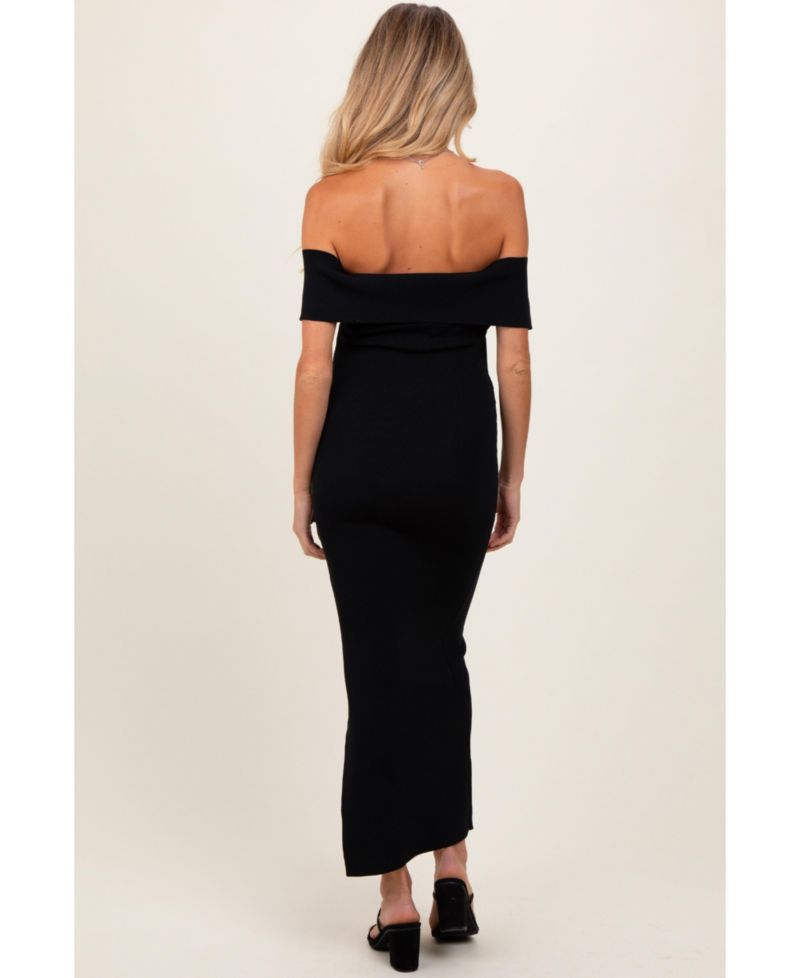 Women's Bow Detail Off Shoulder Side Slit Midi Dress