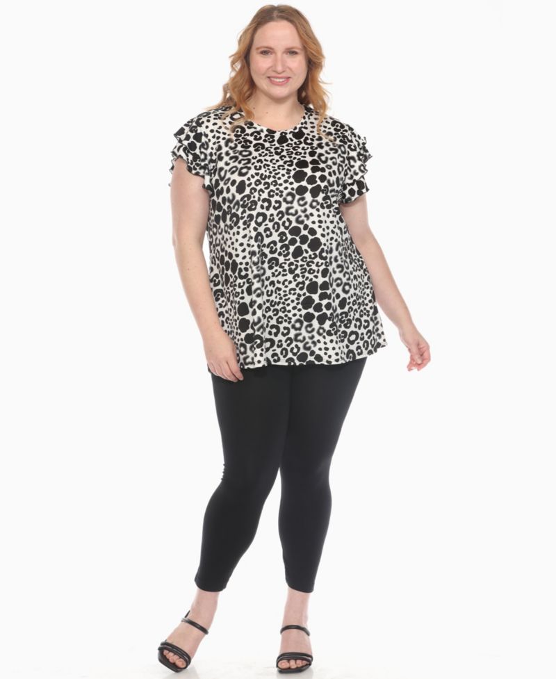 Plus Size Bold Leopard Print Ruffle Sleeve Top