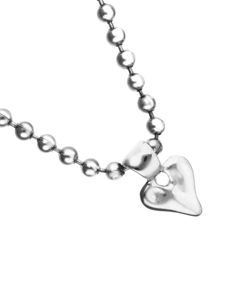 Sterling Silver Plated Ball Necklace with Heart Detail